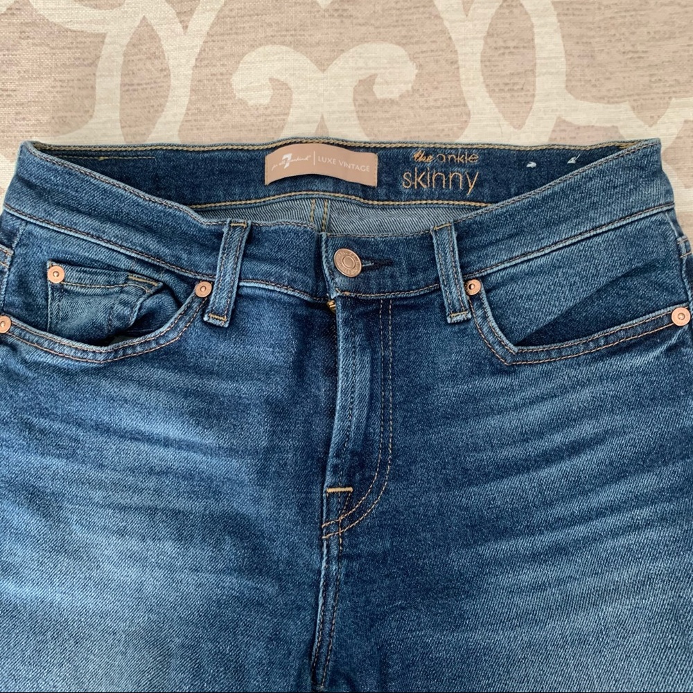 ⬇️7 For All ManK The Ankle Skinny Jeans Blue  sz 29
